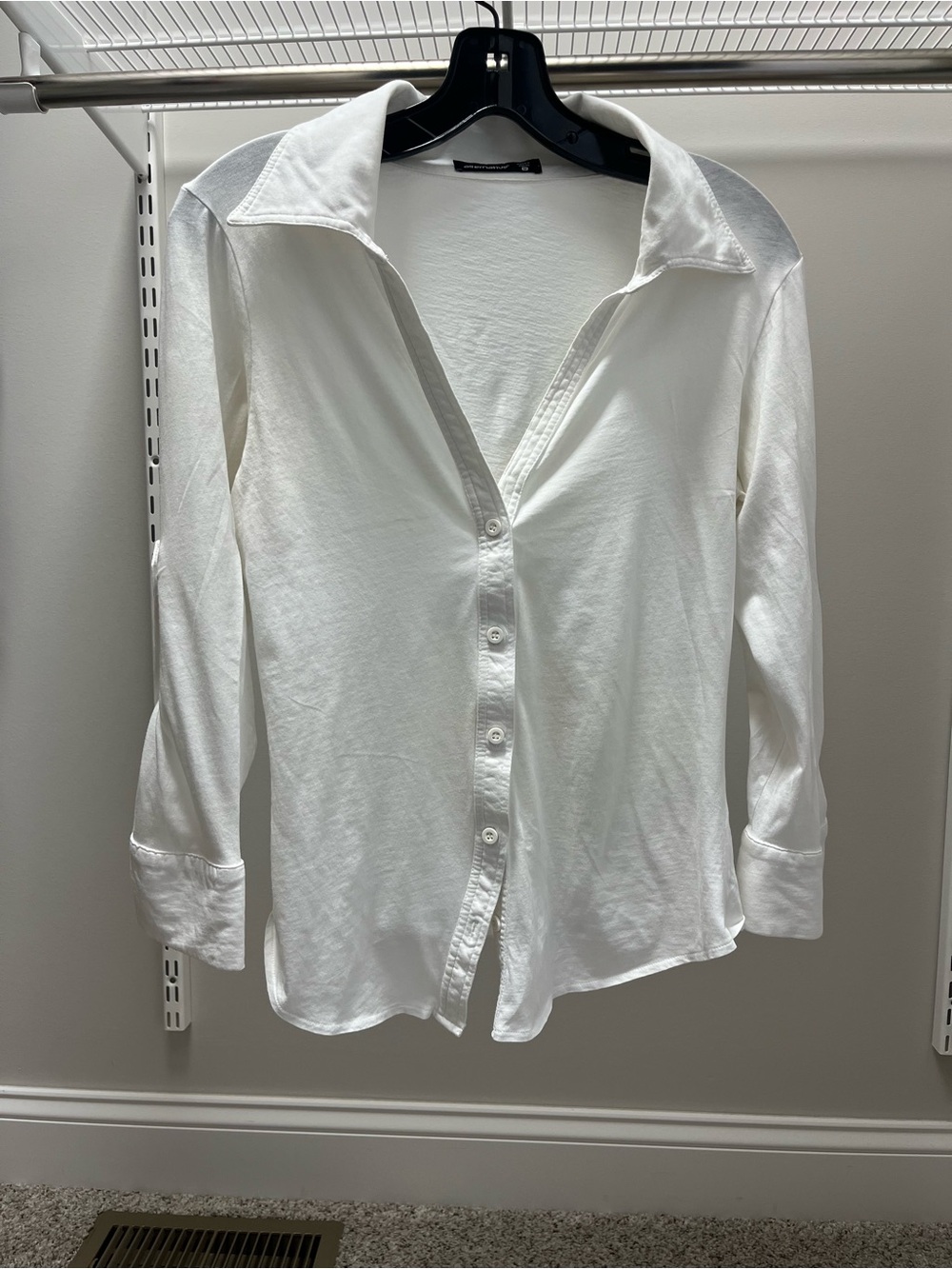Alternative White Button-Up V-Neck Women's Shirt